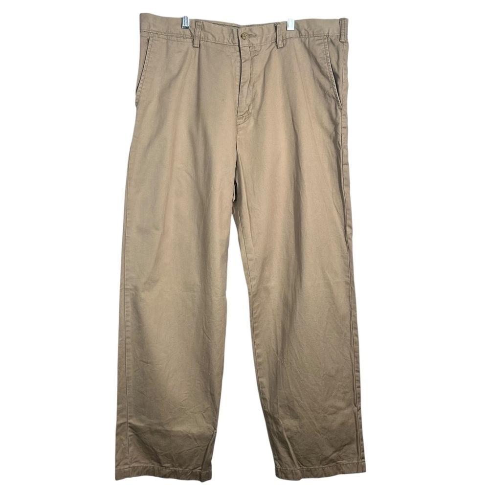 Nautica Men's Khaki Beige Straight Leg Casual Pants 38x32 100% Cotton Office
